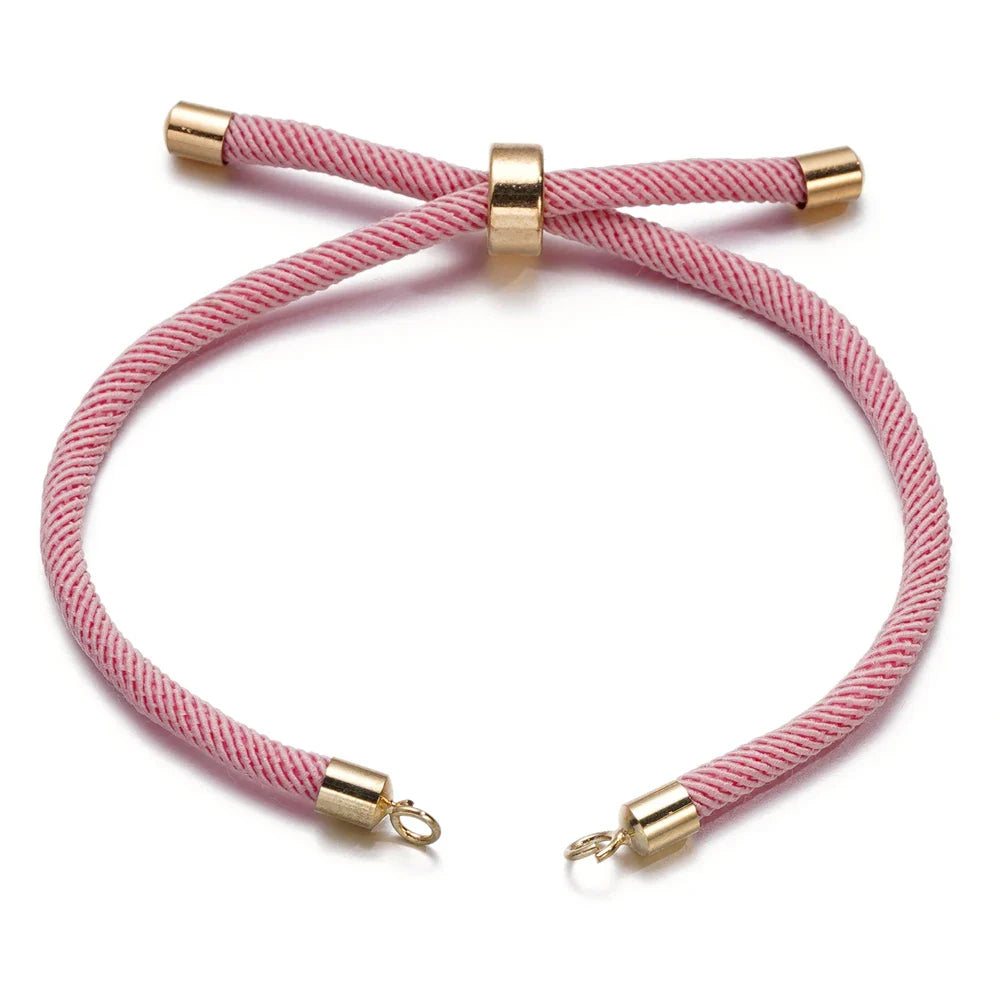 1pc Adjustable Nylon Braided Twisted Cords Slider Friendship Bracelets with Brass Cord End for Jewelry Making DIY Findings Vera Lux