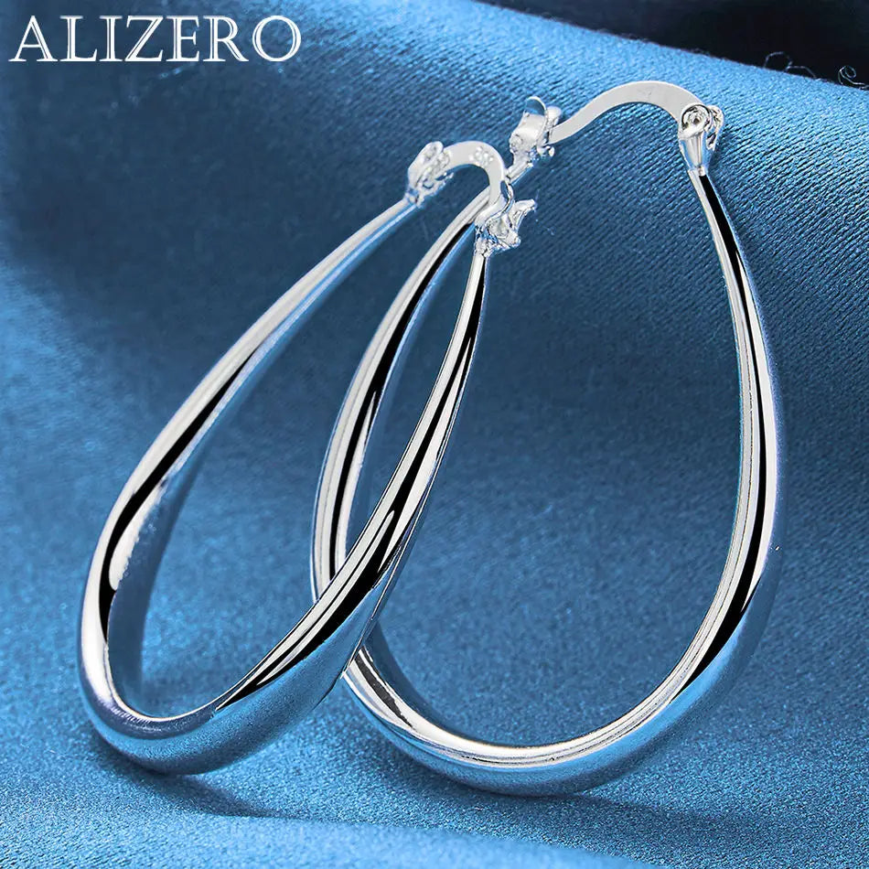 ALIZERO 925 Sterling Silver Earrings Simple Round Circle Hoop Earrings For Woman Fashion Wedding Engagement Charm Jewelry Gifts Vera Lux