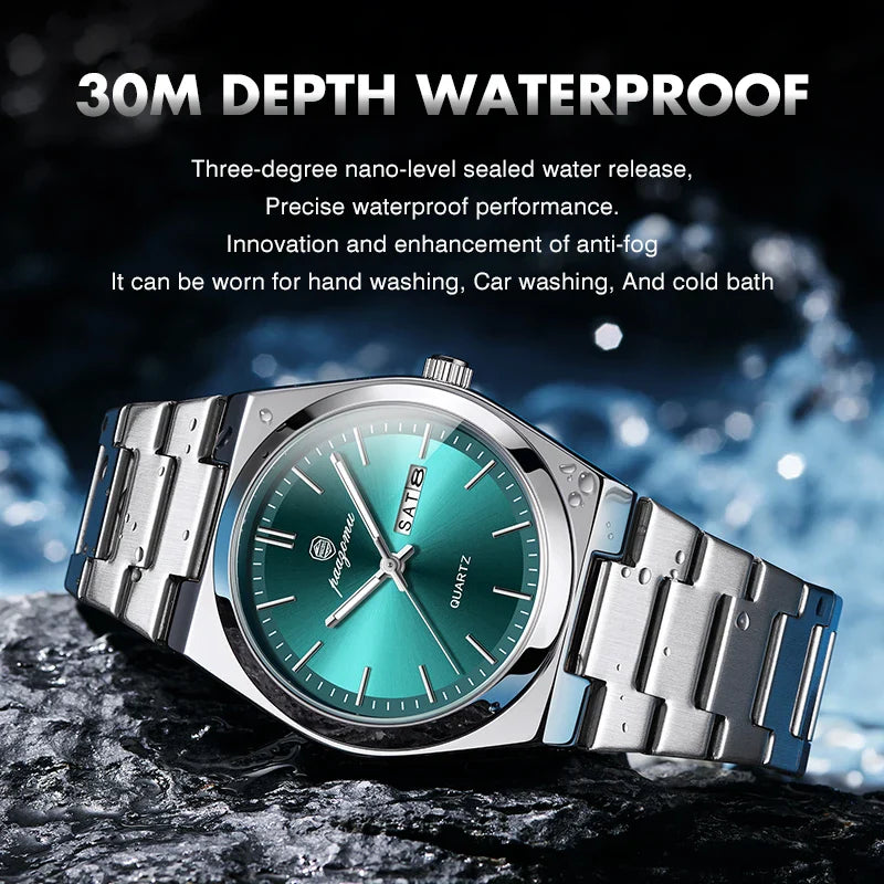 PAAZOMU Fashion Men's Quartz Watch Stainless Steel Waterproof Luminous Man Watch Chronograph Date Multifunction Watches For Men Vera Lux