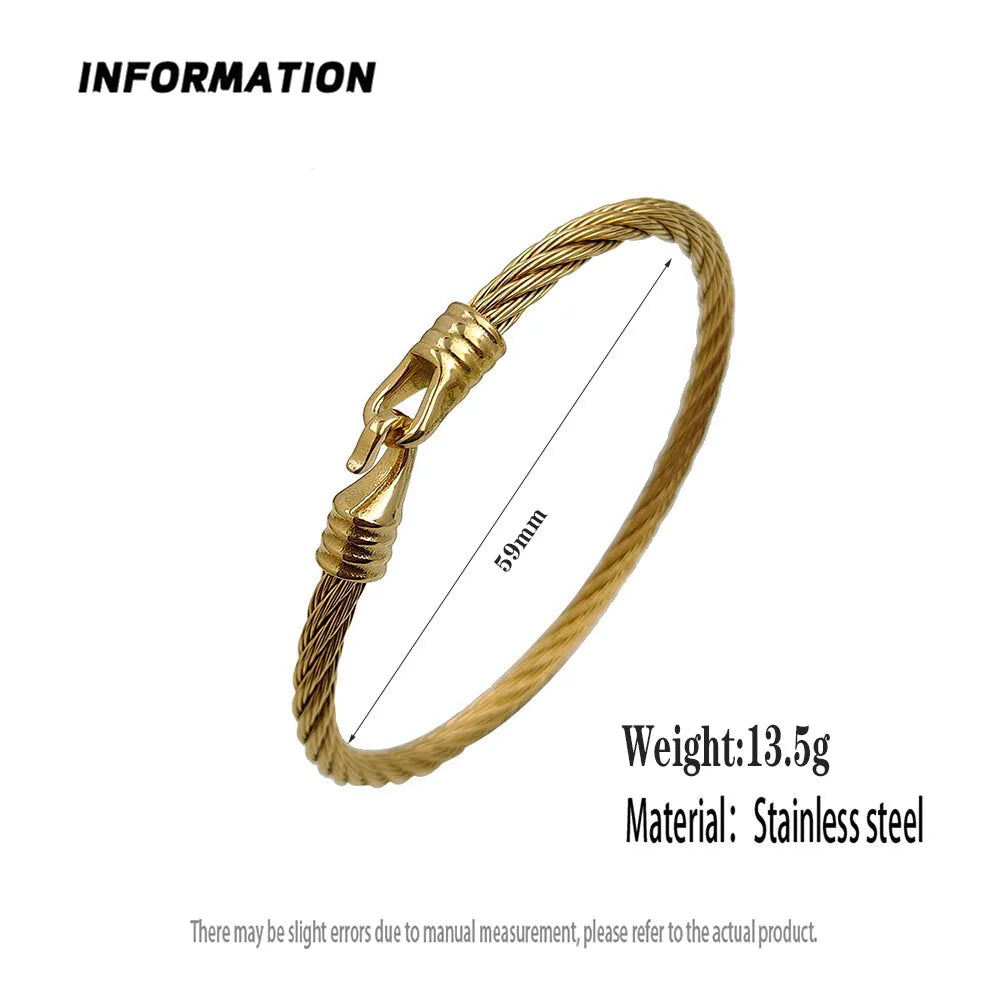 New steel wire button hook gold-plated stainless steel bracelet 18K, high quality waterproof couple bracelet, wife gift Vera Lux
