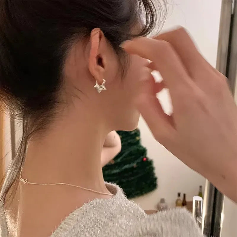 925 Sterling Silver Vintage Simple Star Earrings For Women Trendy Earring Jewelry Prevent Allergy Party Accessories Gift Vera Lux