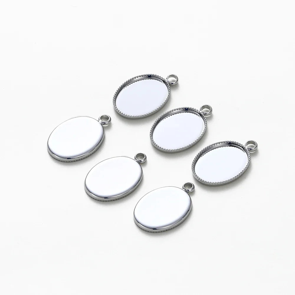 10Pcs/Lot 14K 18K Gold Plated Cabochon With Hole Pendant Base Blank Tray Bezel DIY Handmade Pendant Jewelry Making Findings Vera Lux