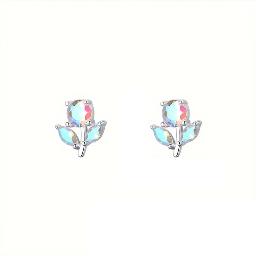 Fruit Bubble Colorful Zircon Flower Earrings Women's Fashion Personality Trendy Luxury Forest Earrings Versatile Ins Vera Lux