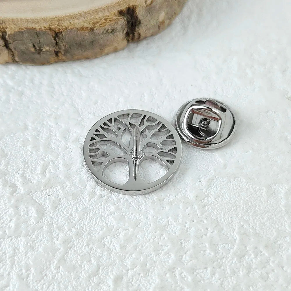 New punk style tree of life hollow stainless steel gold-plated badge, suit lapel pin waterproof black, men's brooch set Vera Lux