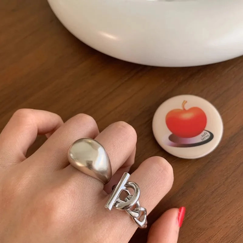 925 Sterling Silver Chain Simple Geometry Adjustable Ring For Women Fashion Wedding Fine Jewelry Wholesale Jewellery Vera Lux
