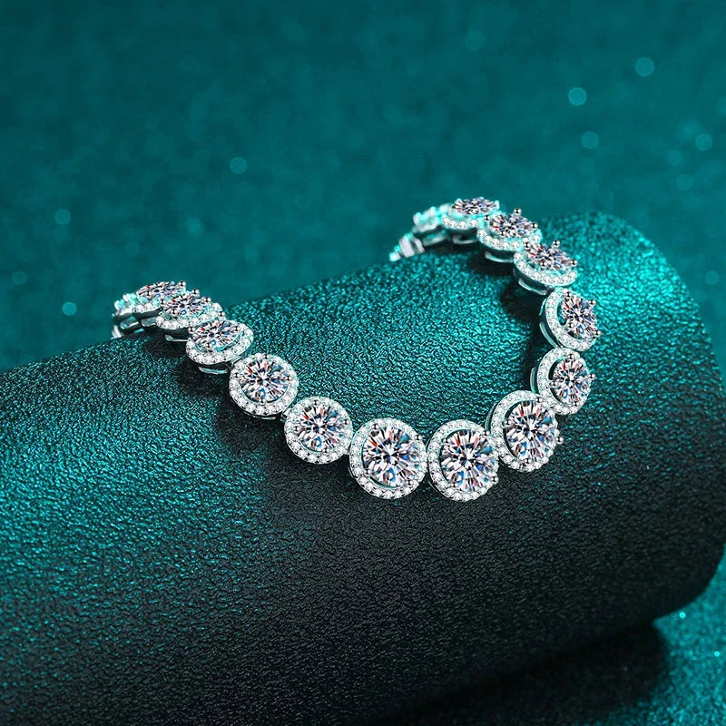 NeeTim D Color Moissanite Tennis Bracelet 925 Sterling Silver with White Gold Plated Shiny Bracelets Chian for Women Wholesale Vera Lux