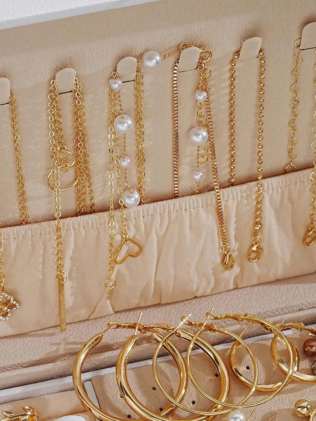 86pcs/Set Elegant Pearl Earrings Multi-Layered Necklace Ear Studs Rings 4-In-1 Jewelry Set For Women Daily Wear Gift (No Box) Vera Lux