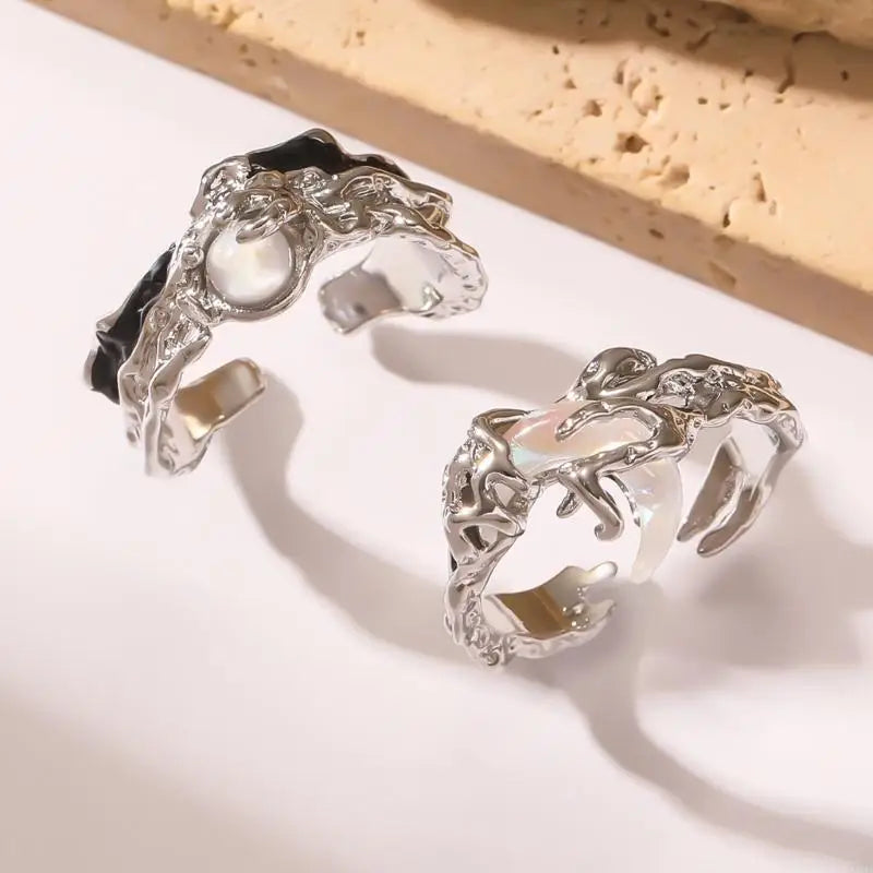 2pcs Irregular Sun Moon Ring with Small Texture Light Luxury Jewelry Personalized Versatile Cosplay DIY Props for Couple Gifts Vera Lux