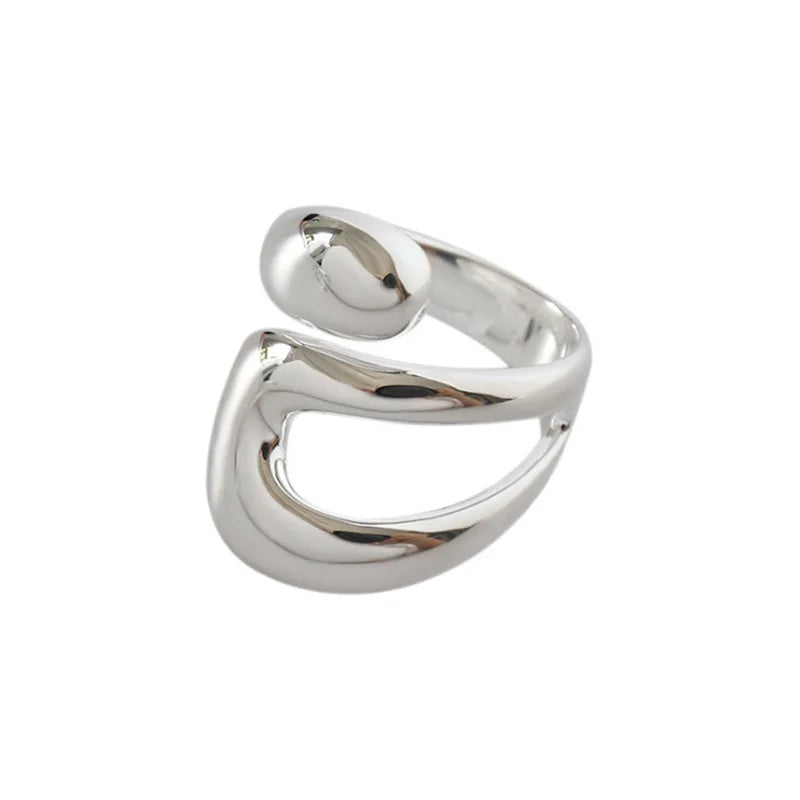 925 Sterling Silver Geometry Irregular Simple Open Ring For Women Wedding Luxury Fine Jewelry Gift Female Wholesale Jewellery Vera Lux