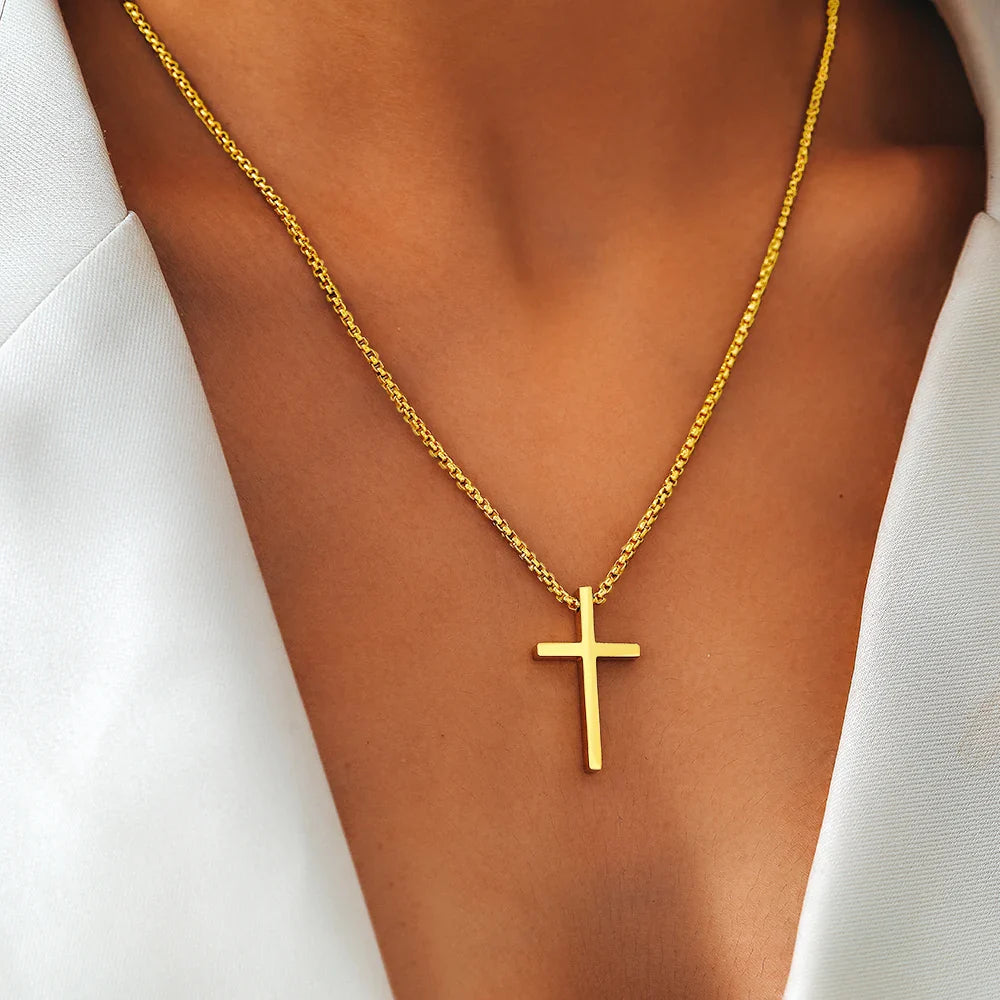 Cross Necklaces Streetwear Grunge Y2K Pendants Male Chains Christian Choker Fashion Stainless Steel Necklace For Women Jewelry Vera Lux