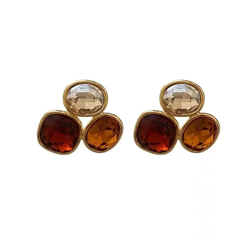 French High-end Brown Crystal Earrings For Women Fashion Luxurious Personalized Daily Accessories Prom jewelry Anniversary Gifts Vera Lux