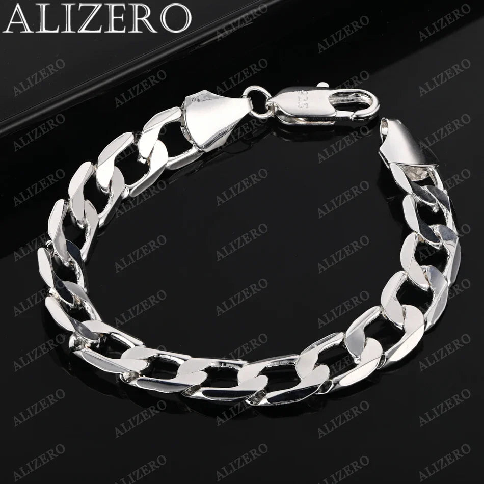 ALIZERO 925 Sterling Silver Bracelet 4/6/8/10/12mm Side Chain Bracelets For Men Women Fashion Fine Jewelry Wholesale Vera Lux