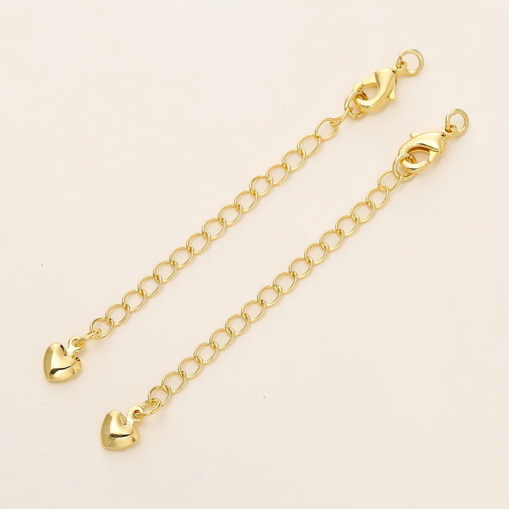 5/10pcs/Pack 14/18K Gold Color Plated Brass Various Extension Chain With Lobster Clasps for DIY Necklace Jewelry Making Findings Vera Lux