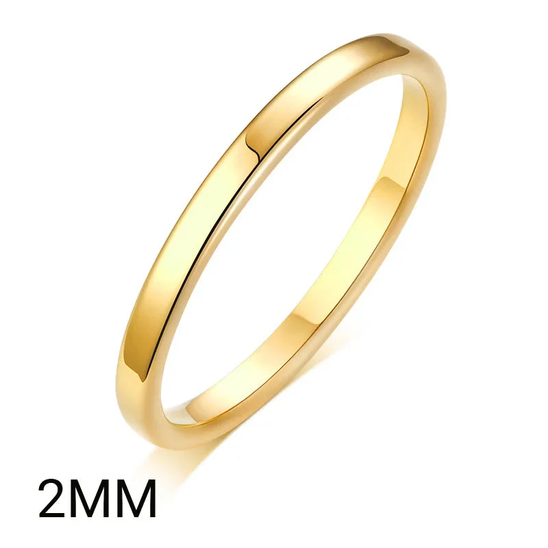2mm 4mm 6mm 8mm Stainless Steel Wedding Ring for Women Flat Finger Rings Fashion Bijoux Femme Engagement Jewelry Vera Lux