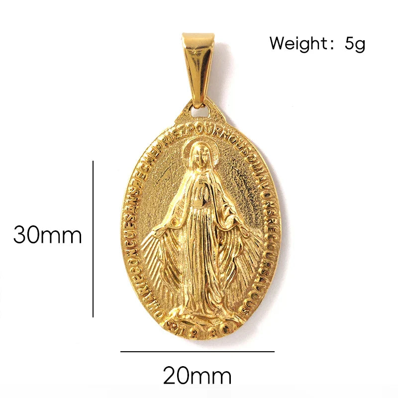 Hot Sale Virgin Mary Pendant Necklace - 18K Gold Plated & 316L Stainless Steel Religious Medallion, Catholic Gifts for Women Men Vera Lux