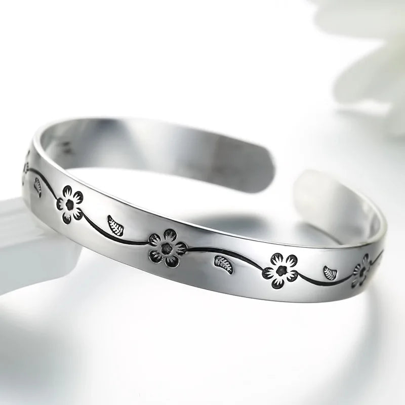 925 Sterling Silver Flower Open Bracelet For Women Luxury Quality Jewelry Wholesale   Jewellery Vera Lux