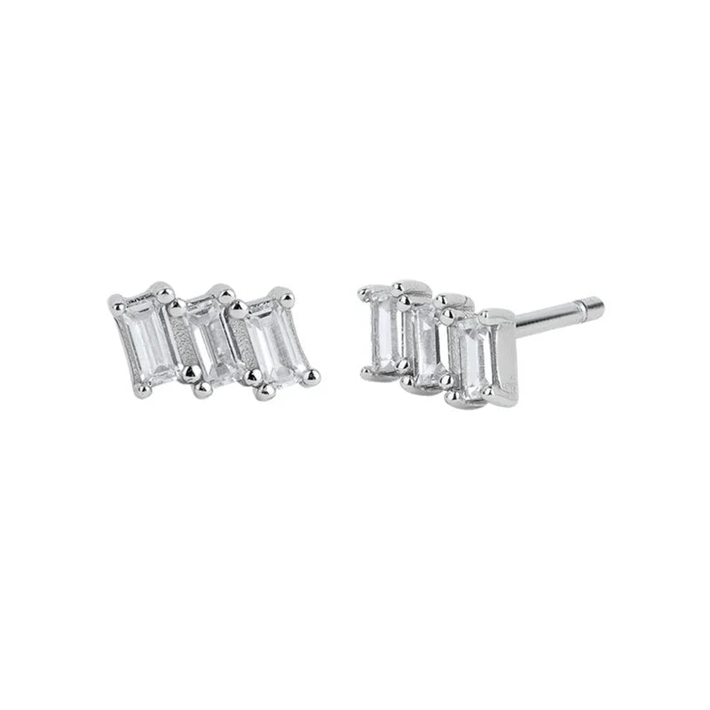 925 Sterling Silver Ear Needle Fashion Hoop Earrings White Crystal Luxury Women's Silver Earrings Wedding Women's Jewelry Gift Vera Lux