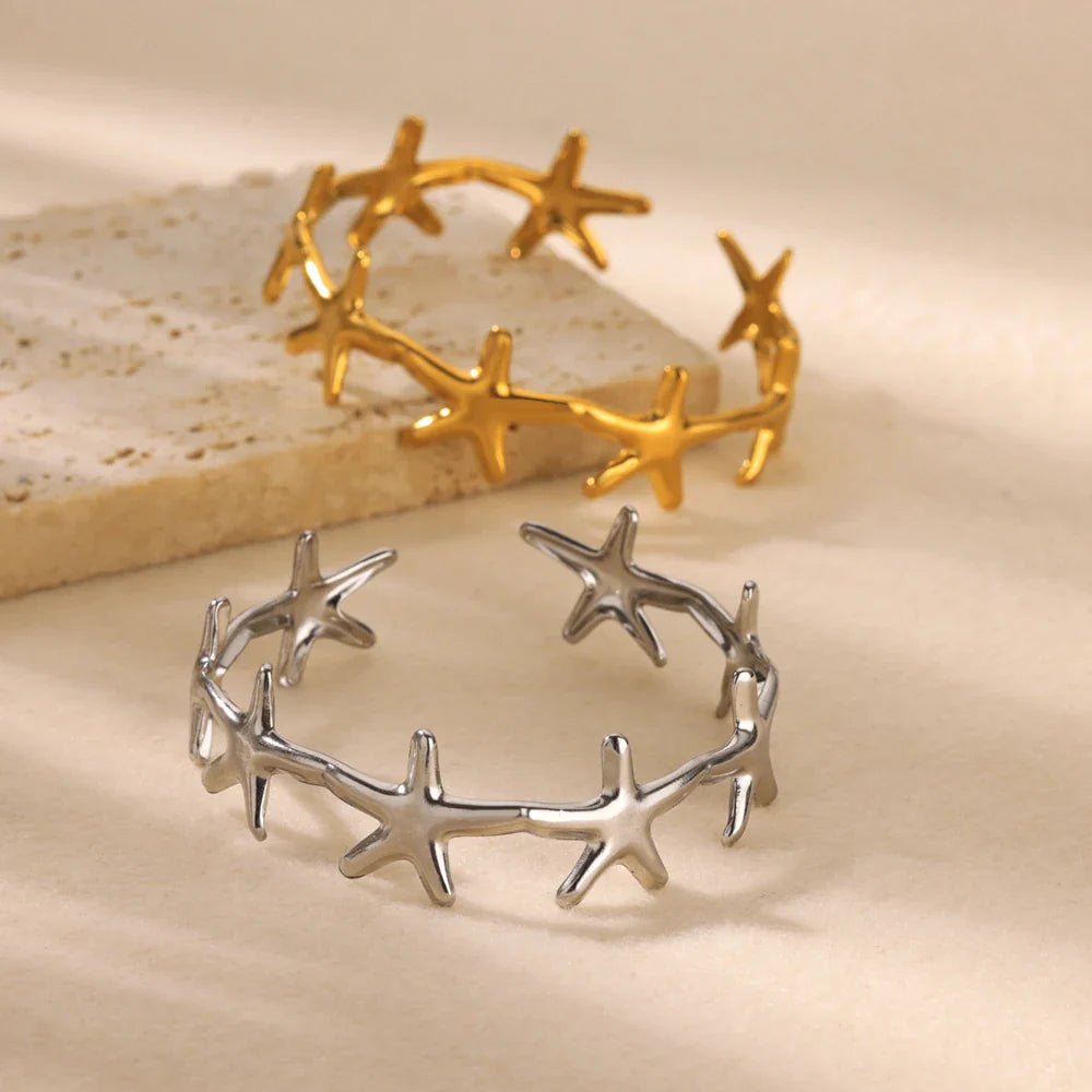 Minimalist Starfish Bangles For Women Lucky Stainless Steel Cuff Bracelets 2024 Trend Female Charm Jewelry Wrist Accessories BFF Vera Lux