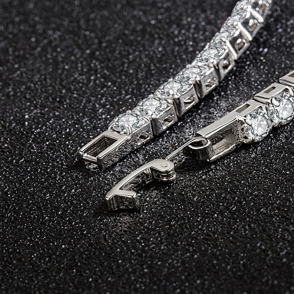 ALIZERO S925 Sterling Silver Bracelet Zirconia Tennis Ball Women Fashion Simple Engagement Wedding Charm Jewelry 4mm 16-23cm Vera Lux