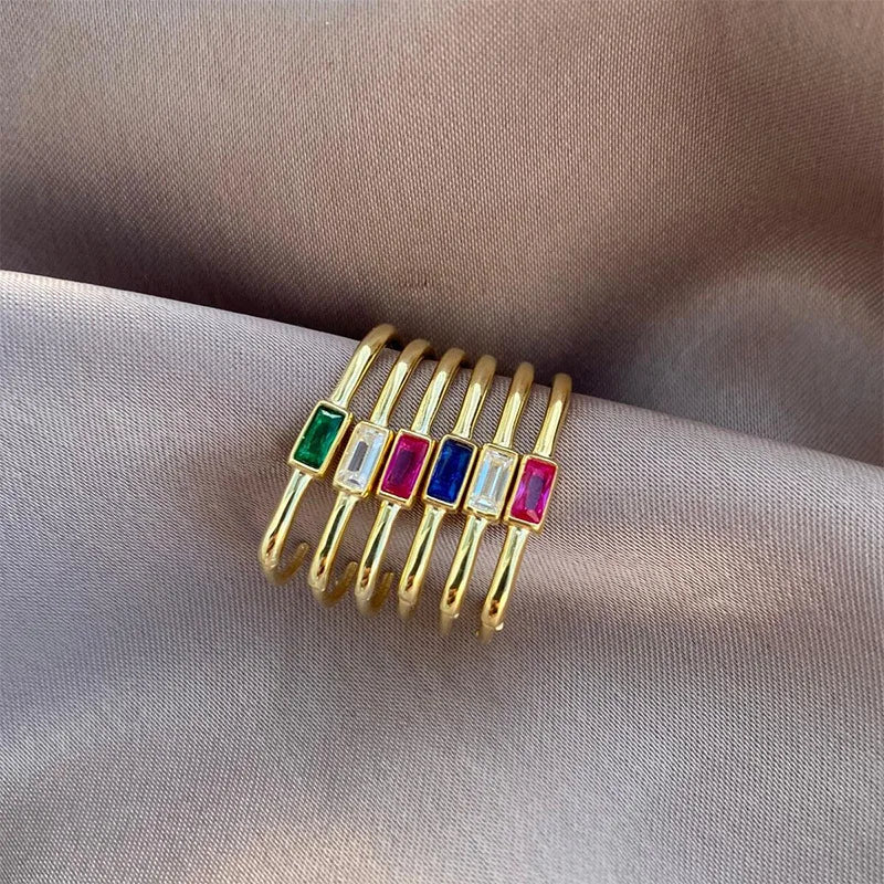 1pair Women's Colorful Zircon Square Ear Clip Geometric U-shape Hoop Earrings Daily Party Pairing With Jewelry Vera Lux