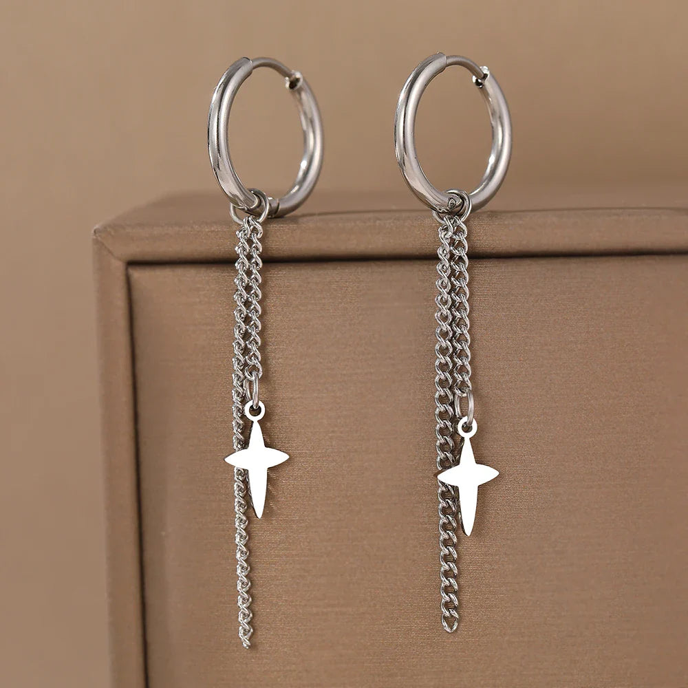Aomogo Stainless Steel Earrings Minimalist Geometric Hexagonal 3D Design Gothic-Style Fashion Dangle Earrings Women's Jewelry Vera Lux