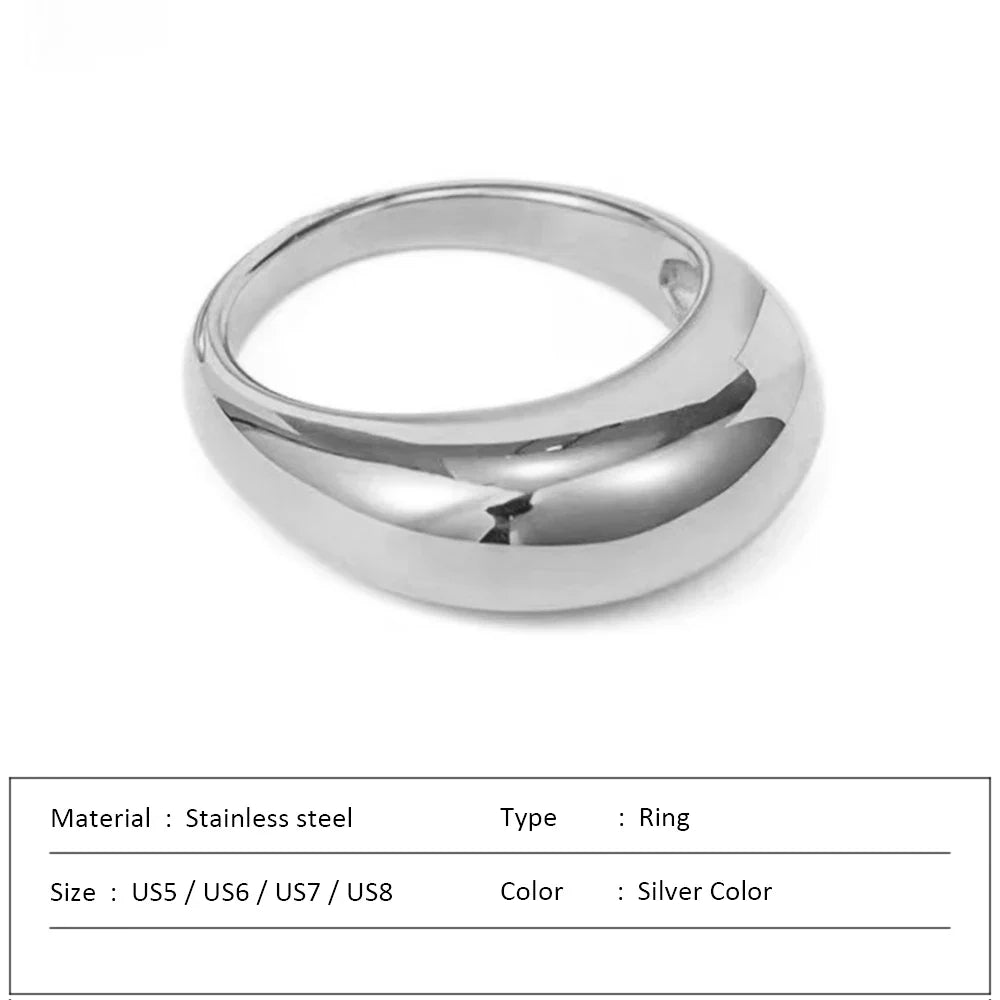 COLALA Waterproof Fashion Simple Stainless Steel Rings for Women Arc Rings Jewellery No fading Geometric Ring Size 5 6 7 8 Vera Lux