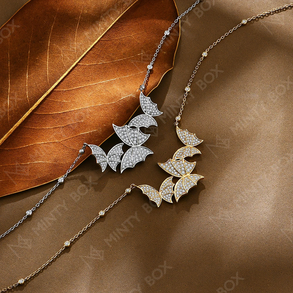 MINTYBOX S925 Sterling Silver Butterfly Moissanite Necklaces Lab Created Diamond for Women 45+5cm Chain Wedding Fine Jewelry Vera Lux