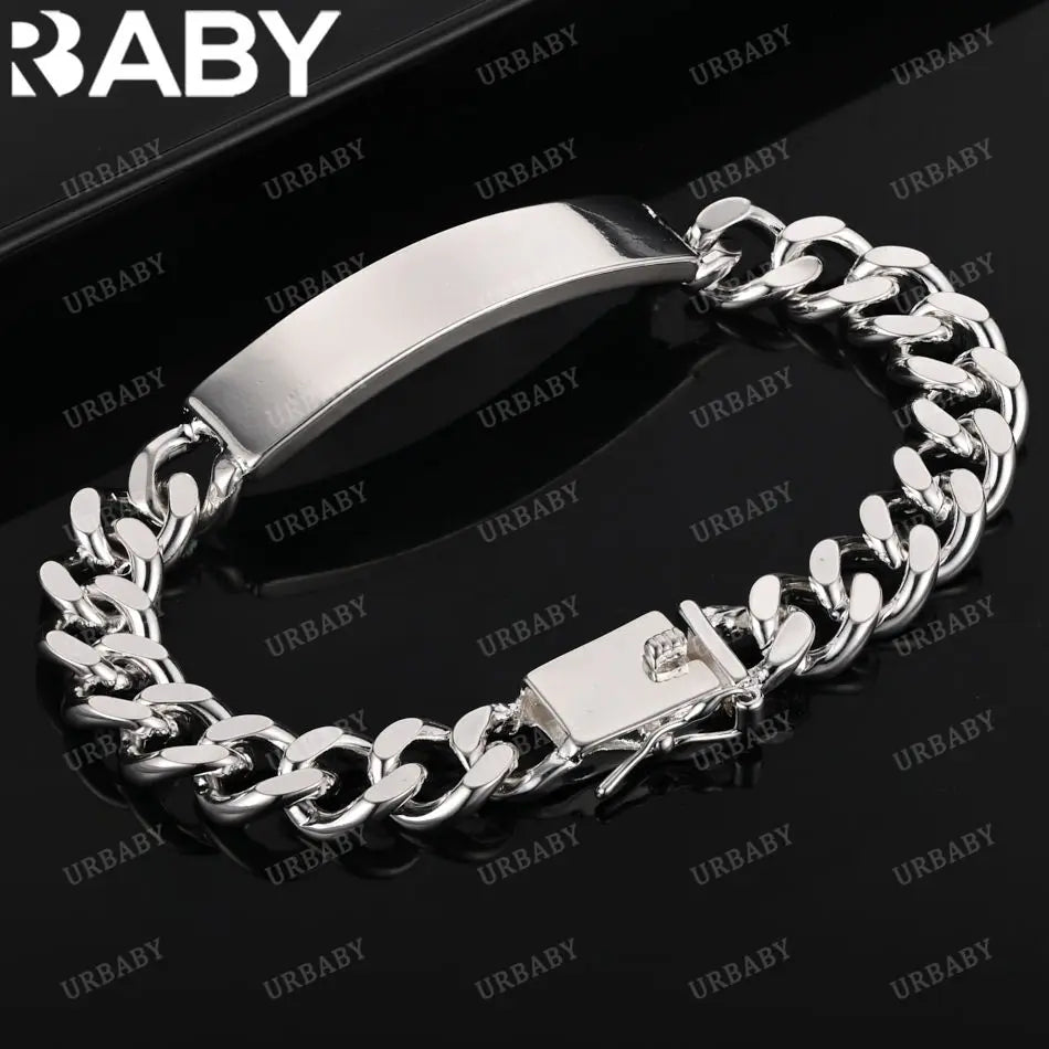 URBABY 925 Sterling Silver Square Chain Bracelets For Women Wedding Party Anniversary Gift Fashion Fine Jewelry Vera Lux