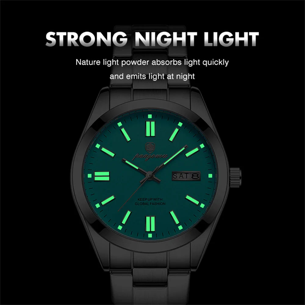 PAAZOMU Top Luxury Man Watch Waterproof Stainless Steel Men Wristwatch Luminous Date Week Fashion Business Quartz Men's Watches Vera Lux