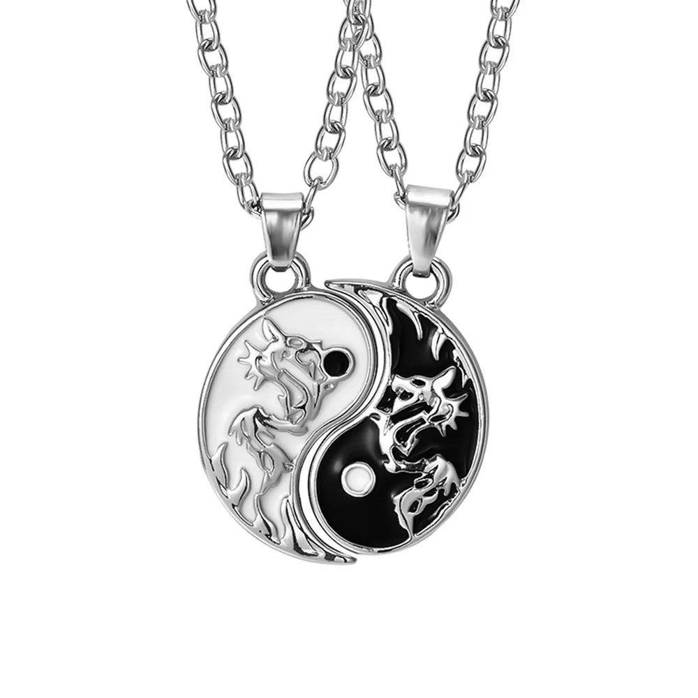 2 PCS Best Friends Necklace Jewelry Yin Yang Tai Chi Pendant Couples Paired Necklaces&Pendants Unisex Lovers Valentine's Gift Vera Lux