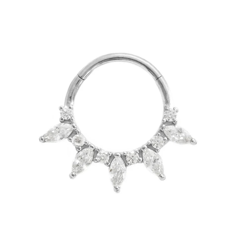 316L Surgical Steel Segment Nose Ring Zircon Septum Clicker Ear Cartilage Helix Daith Hoop Body  Piercing Jewelry Vera Lux