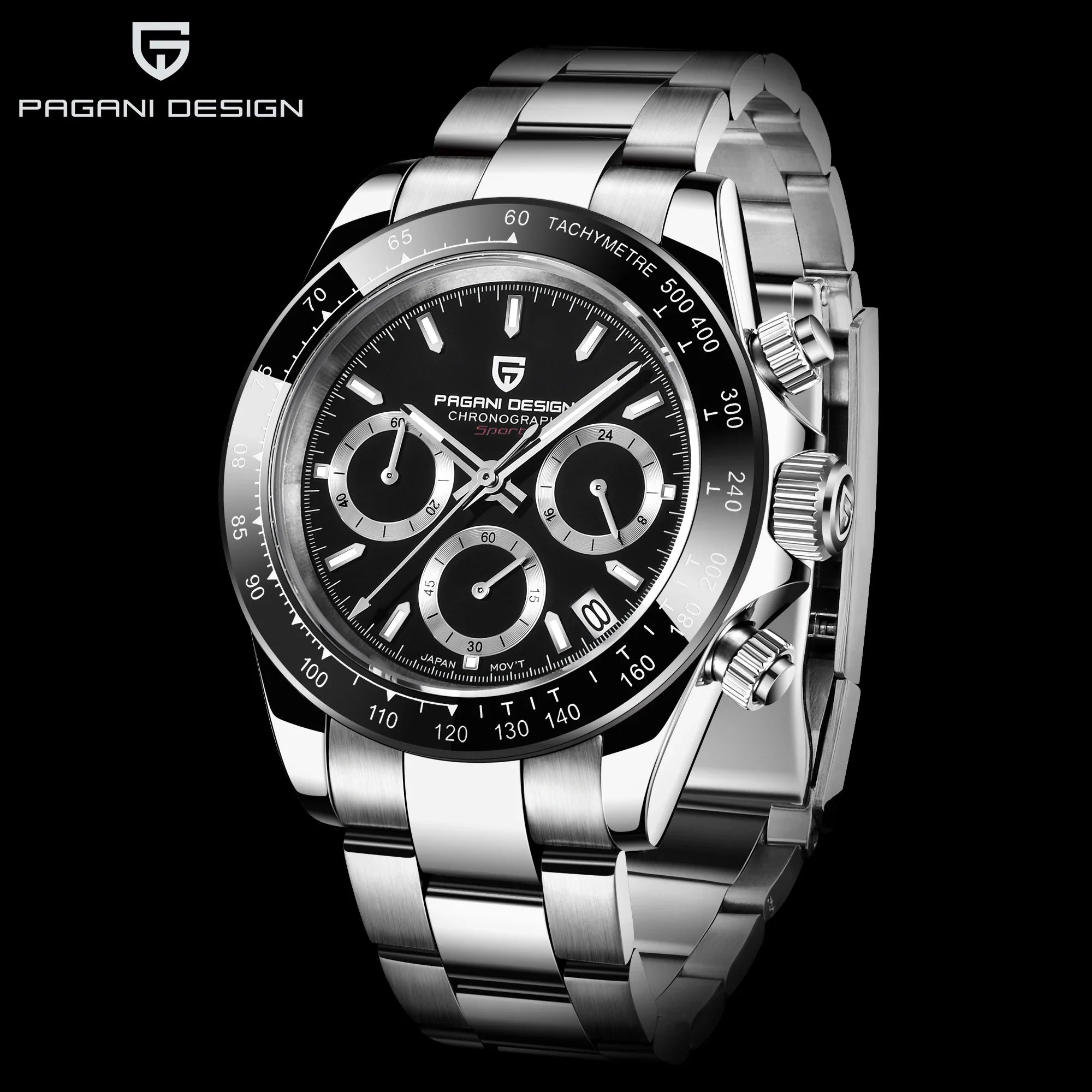 PAGANI DESIGN New Ceramic Bezel Men Quartz Wristwatches Luxurys Sapphire Glass Chronograph 100m Waterproof Stainless Watches Men Vera Lux