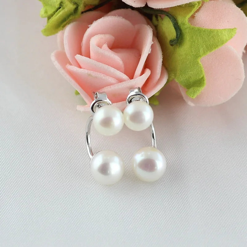 S925 Silver Small Pearl Stud Earrings Nearly Round, Subtle Elegance, Versatile Ear Adornments Vera Lux