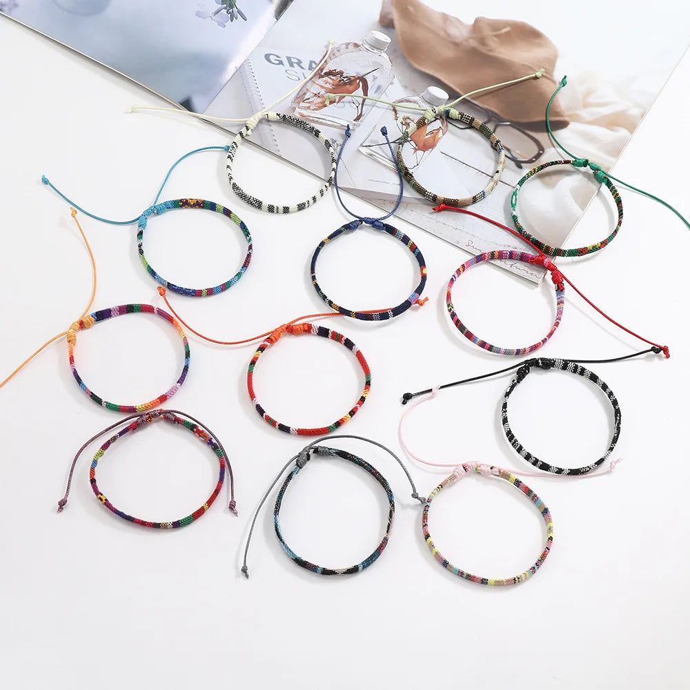 12Pcs Nepal Ethnic Colorful Bracelet Set For Women Bohemia Fabric Braided Rope Wristbands Men Bangle Fashion Summer Jewelry Vera Lux
