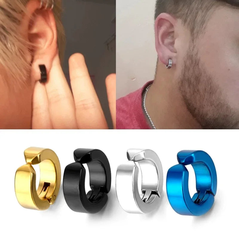 ZAKOL 2pcs/set Fashion Ear Clip Non Piercing Earrings Fake Earrings for Men Circle Round Earring Punk Rock Style Jewelry Gift Vera Lux