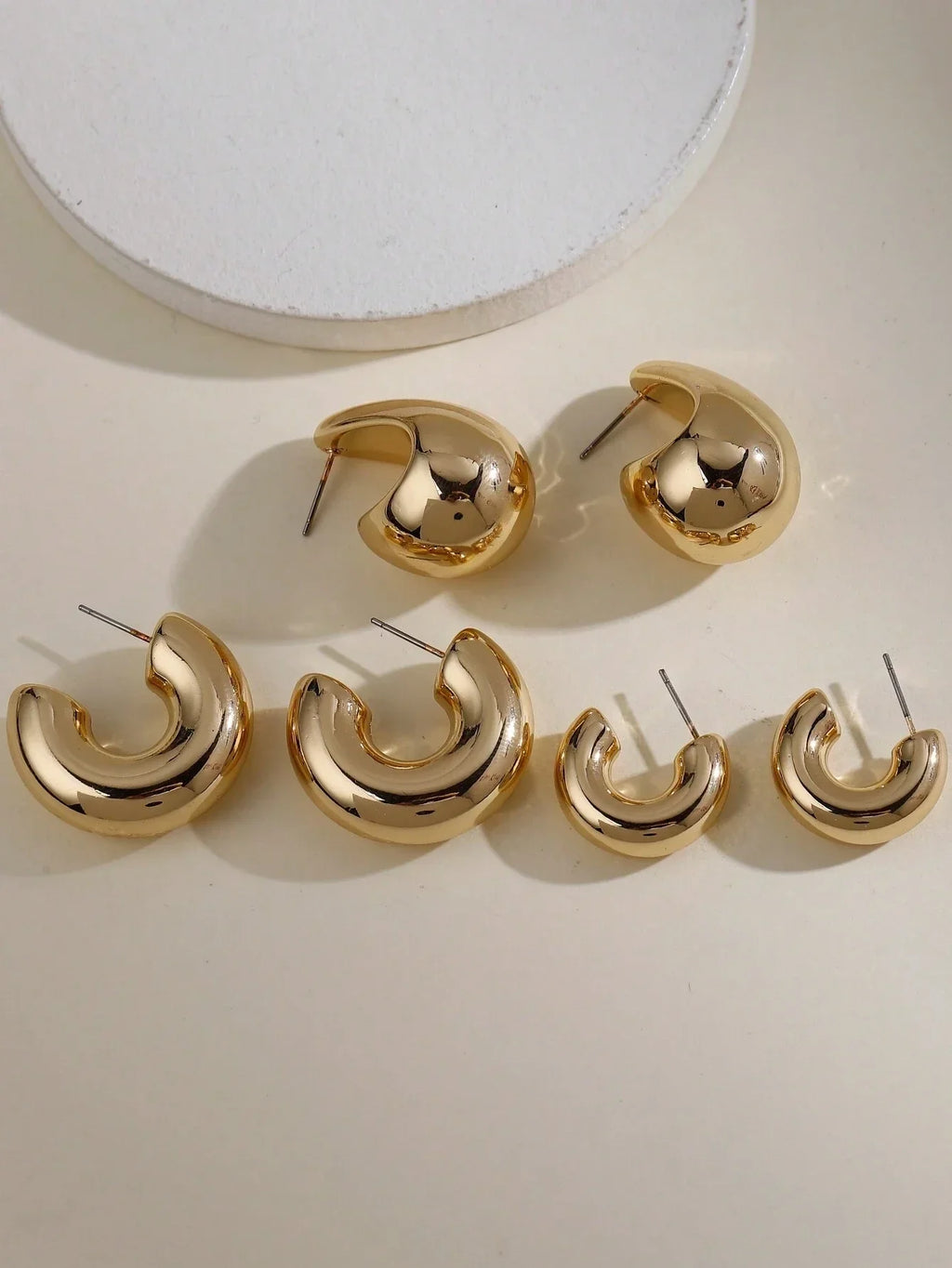 12pcs/Set Classic Fashion Twist C Shape Tear Drop Design Women's Gold-Color Earrings For Daily Workplace And Party Outfits 2024 Vera Lux