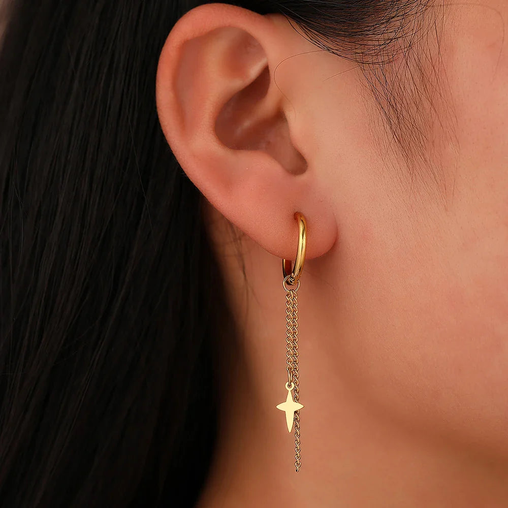 Aomogo Stainless Steel Earrings Minimalist Geometric Hexagonal 3D Design Gothic-Style Fashion Dangle Earrings Women's Jewelry Vera Lux