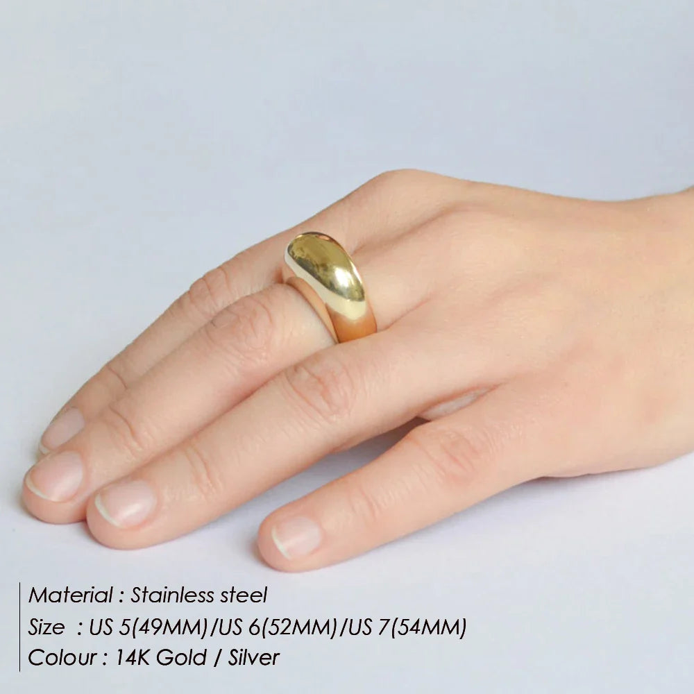 COLALA Waterproof Fashion Simple Stainless Steel Rings for Women Arc Rings Jewellery No fading Geometric Ring Size 5 6 7 8 Vera Lux