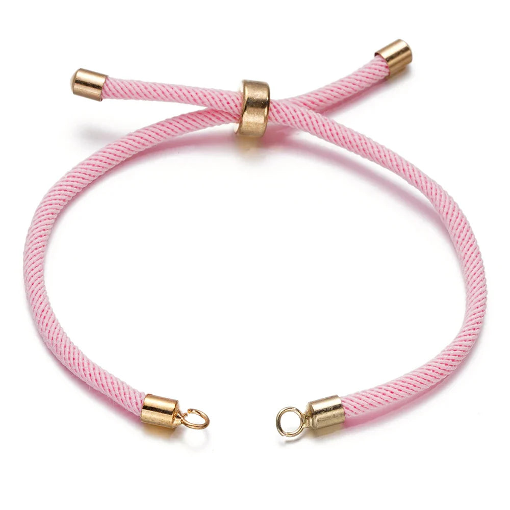 1pc Adjustable Nylon Braided Twisted Cords Slider Friendship Bracelets with Brass Cord End for Jewelry Making DIY Findings Vera Lux