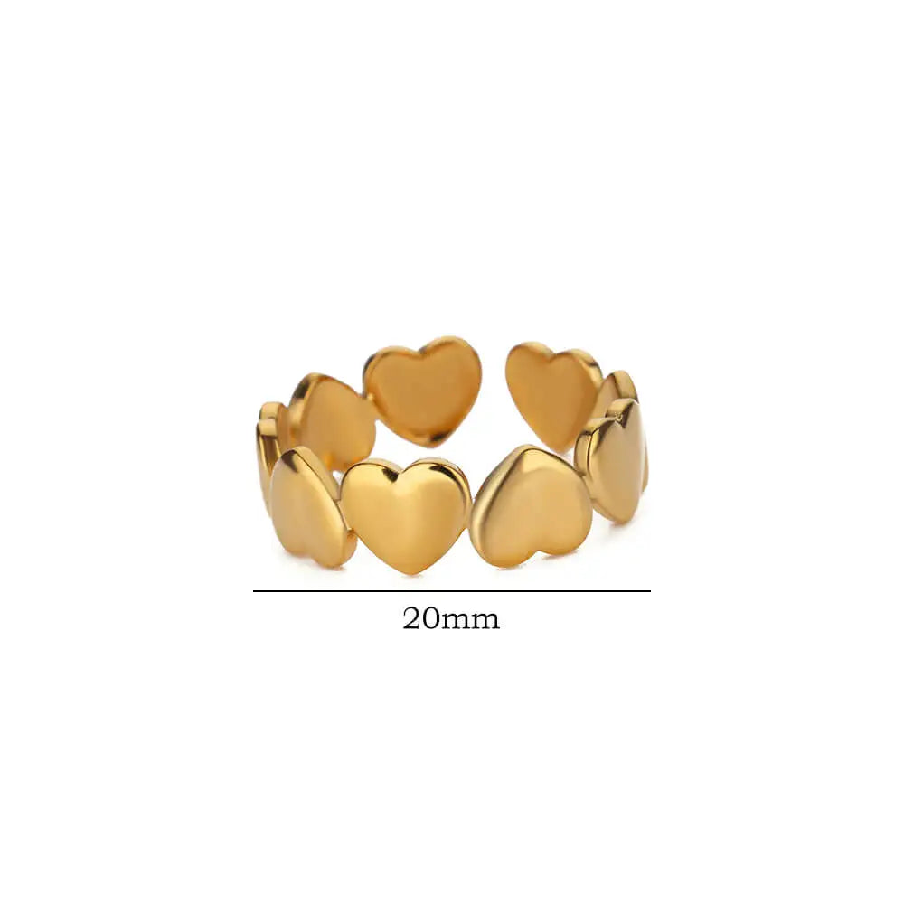 Heart Rings For Women Gold Color Stainless Steel Heart Opening Ring Wedding Aesthetic Accessories Party Jewelry Gift BFF anillos Vera Lux