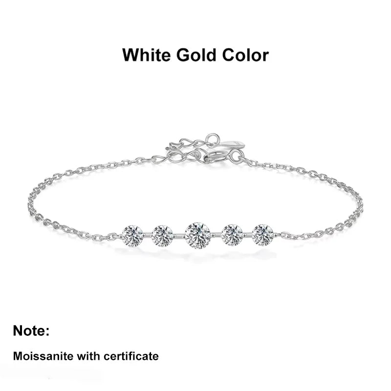 NeeTim Full Moissanite Bracelets for Women S925 Sterling Silver Lab Diamond Plated Gold Bracelet Wedding Birthday Party Jewelry Vera Lux