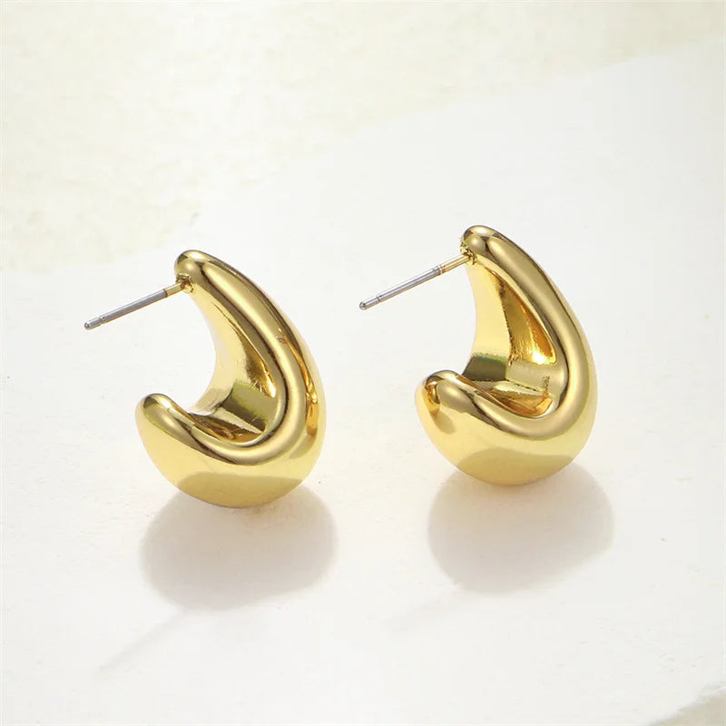 Vintage Chunky Dome Drop Earrings For Women Gold Plated Stainless Steel Thick Teardrop Earring Statement Wedding Jewelry Gifts Vera Lux