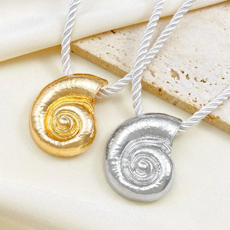 Fashionable Summer Vacation Ocean Conch Ear Studs Necklace for Women Trendy Beach Party Exaggerated Bohemian Jewelry Earrings Vera Lux