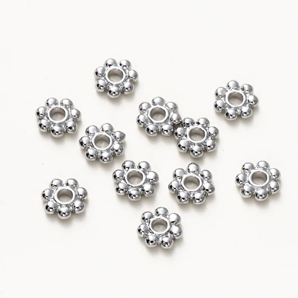 20pcs 14K 18K Gold Color Daisy Spacer Beads Mini Brass Spacer Beads Charms Pendants for DIY Bracelet Necklace Jewelry Making Vera Lux