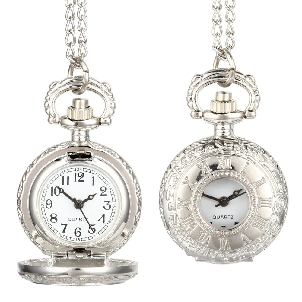 Fashion Vintage  Alloy  Number Dual Time Display Clock Necklace Chain Watches Birthday Gifts Vera Lux