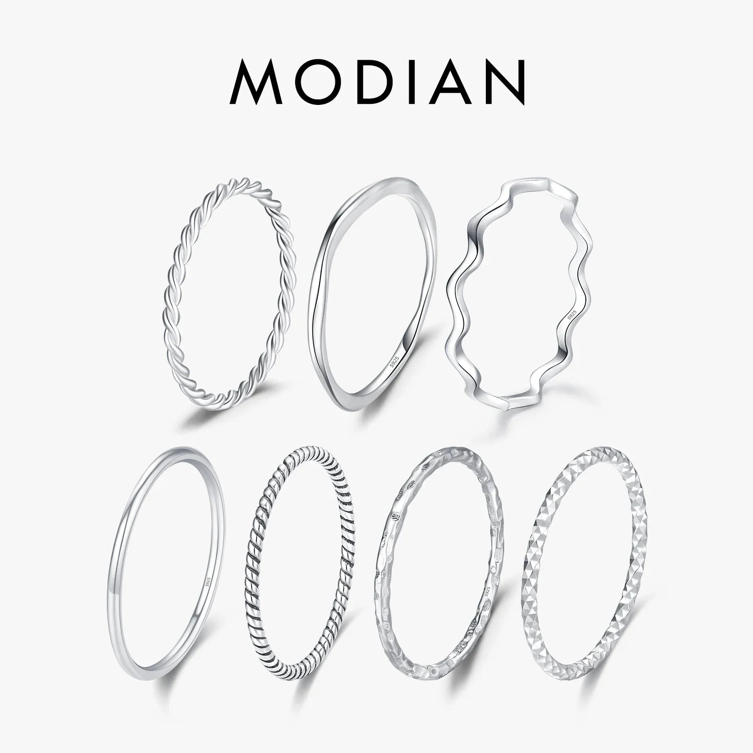 MODIAN 925 Sterling Silver Simple Fashion Stackable Ring Classic Wave Geometric Exquisite Finger Rings For Women Party Jewelry Vera Lux