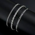 3pcs/set Stainless Steel Punk Cuban Chain Bracelet for Men Minimalist Silver Color Hip Hop Bracelet Party Fashion Jewelry Gifts Vera Lux