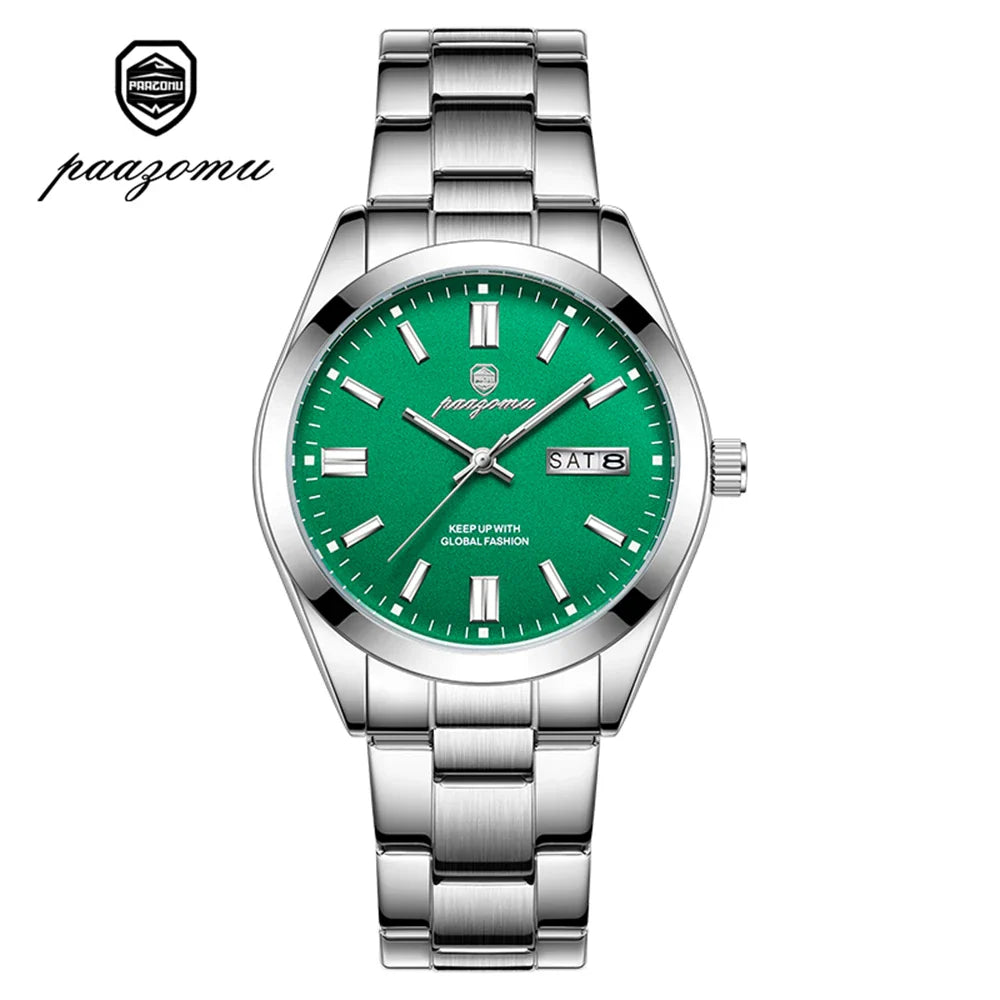 PAAZOMU Top Luxury Man Watch Waterproof Stainless Steel Men Wristwatch Luminous Date Week Fashion Business Quartz Men's Watches Vera Lux