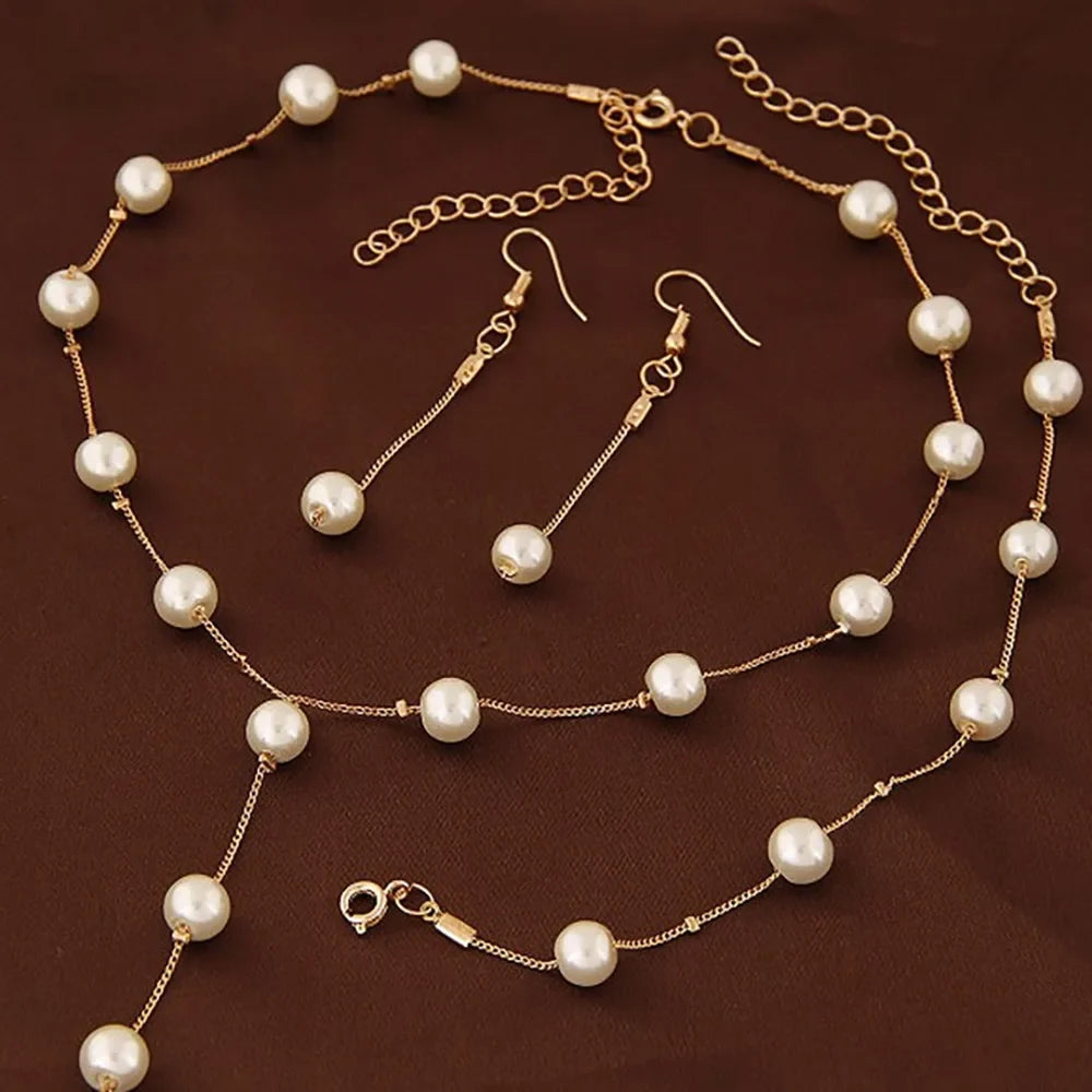 UK Three-Piece Set Boutique Fashion Sweet Ol Elegant Pearl Multi-Layer Elegant Necklace Earrings Bracelet Set Custom Jewelry Vera Lux