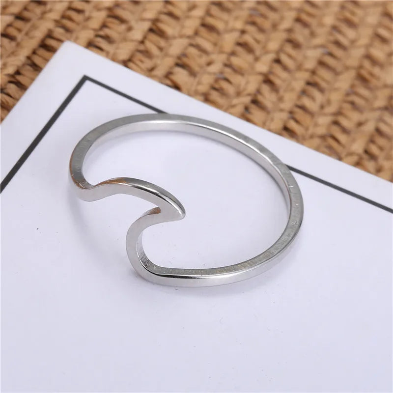 Fashion Simple Boho Jewelry Wave Stainless Steel Ring Women Bohemian Trending Products Women's Stainless Steel Jewelry Vera Lux
